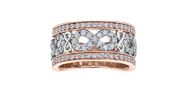10K White &amp; Rose Gold 1.00cttw Diamond Infinity Ring, size 6.5