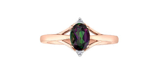 10K Rose Gold 1.00cttw Mystic Topaz & 0.02cttw Diamond Ring