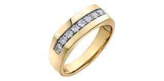 Anillo de diamantes para caballero de oro amarillo de 10 quilates de 0,50 quilates, talla 10