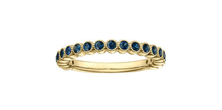 Anillo de oro amarillo de 10 quilates con zafiro auténtico, tamaño 6,5