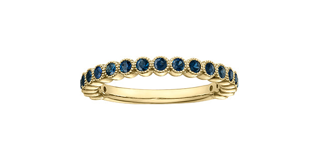 10K Yellow Gold Genuine Sapphire Ring, Size 6.5
