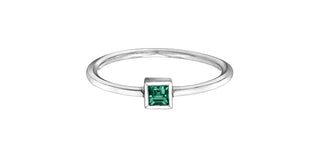 10K White Gold 0.15cttw Genuine Emerald Princess Cut Ring