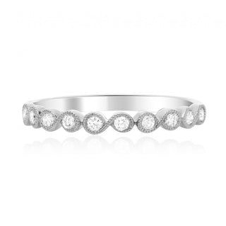 14K White Gold 0.22cttw Diamond Millgrain Ring - Size 6.5