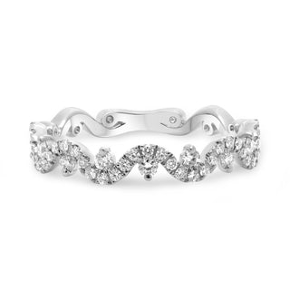 14K White Gold Wavy Pave 0.38cttw Diamond Band
