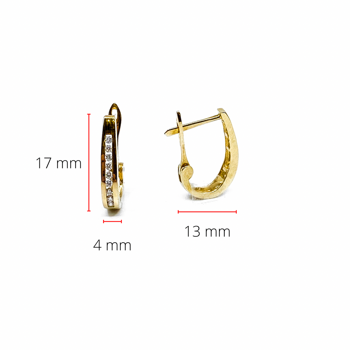 Aretes tipo argolla con diamantes de 0,50 quilates en oro amarillo de 10 quilates