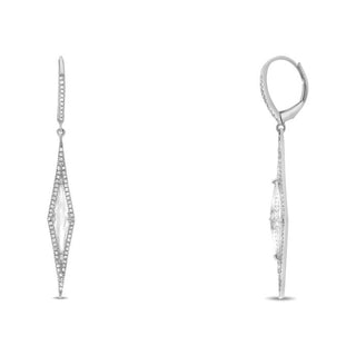 Arete colgante de oro blanco de 14 quilates con topacio blanco y diamantes