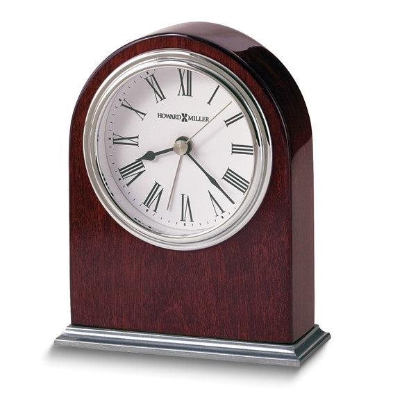 Howard Miller Walker Reloj despertador de cuarzo con acabado en níquel y palisandro