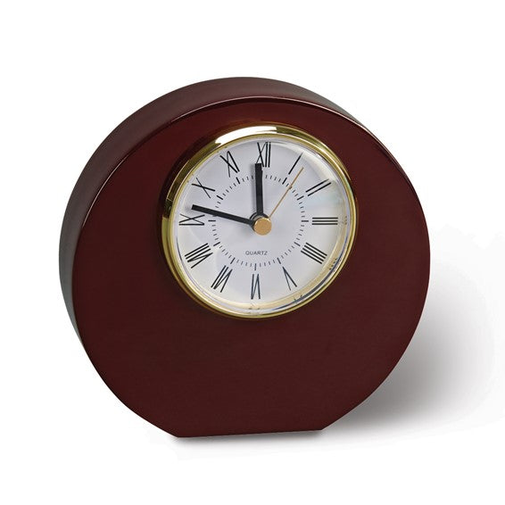 High Gloss Finish Wood Round Quartz Table Clock