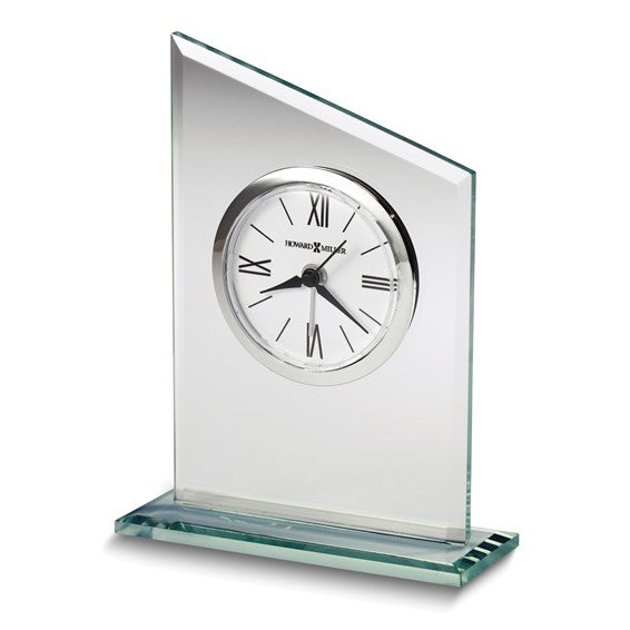 Howard Miller Leigh - Reloj despertador de mesa de cuarzo y cristal de jade biselado