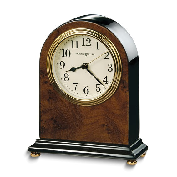 Howard Miller Bedford Walnut Burl Finish Wood Table Top Quartz Clock
