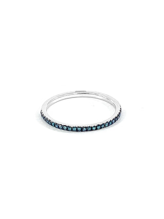 10K White Gold 0.10cttw Color Enhanced Blue Diamond Ring/Band