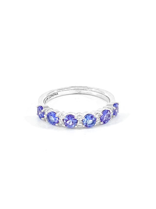 10K White Gold 1.20cttw Tanzanite & 0.15cttw Diamond Ring, size 6.5