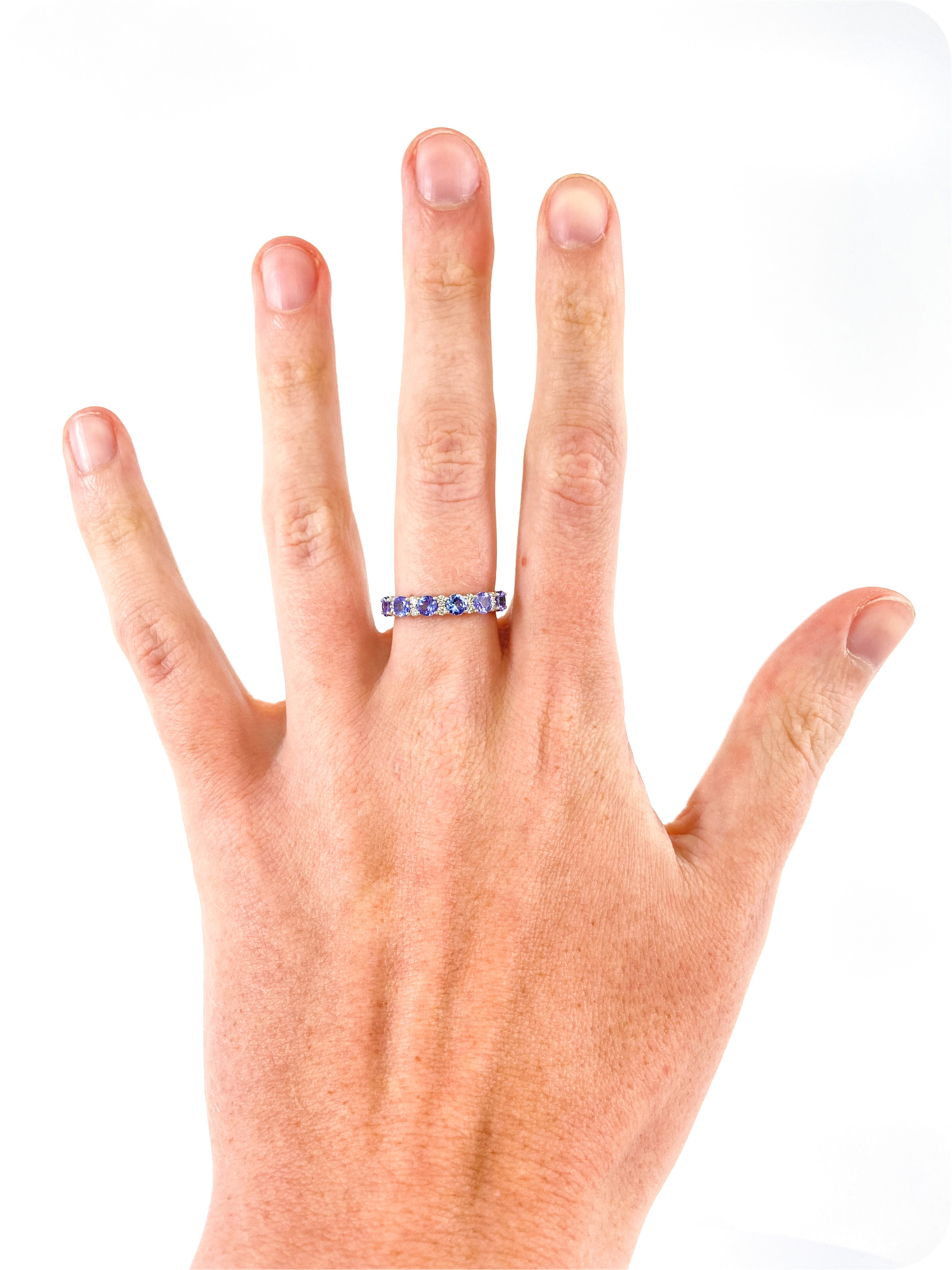 10K White Gold 1.20cttw Tanzanite & 0.15cttw Diamond Ring, size 6.5 - 4.5