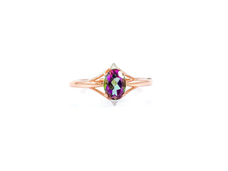 10K Rose Gold 1.00cttw Mystic Topaz & 0.02cttw Diamond Ring