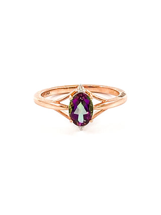 10K Rose Gold 1.00cttw Mystic Topaz & 0.02cttw Diamond Ring