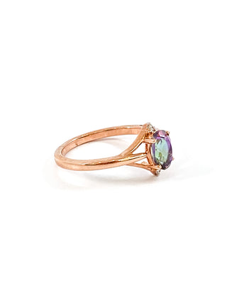 10K Rose Gold 1.00cttw Mystic Topaz & 0.02cttw Diamond Ring