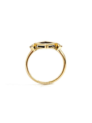 10K Yellow Gold 6mm Onyx And 0.084cttw Canadian Diamond Ring, size 6.5