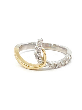 10K White & Yellow Gold 0.25cttw Diamond Ring, size 6.5