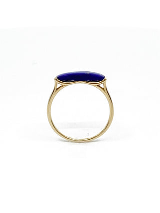 Anillo de lapislázuli genuino de oro amarillo de 10 quilates, 14 mm, tamaño 6,5