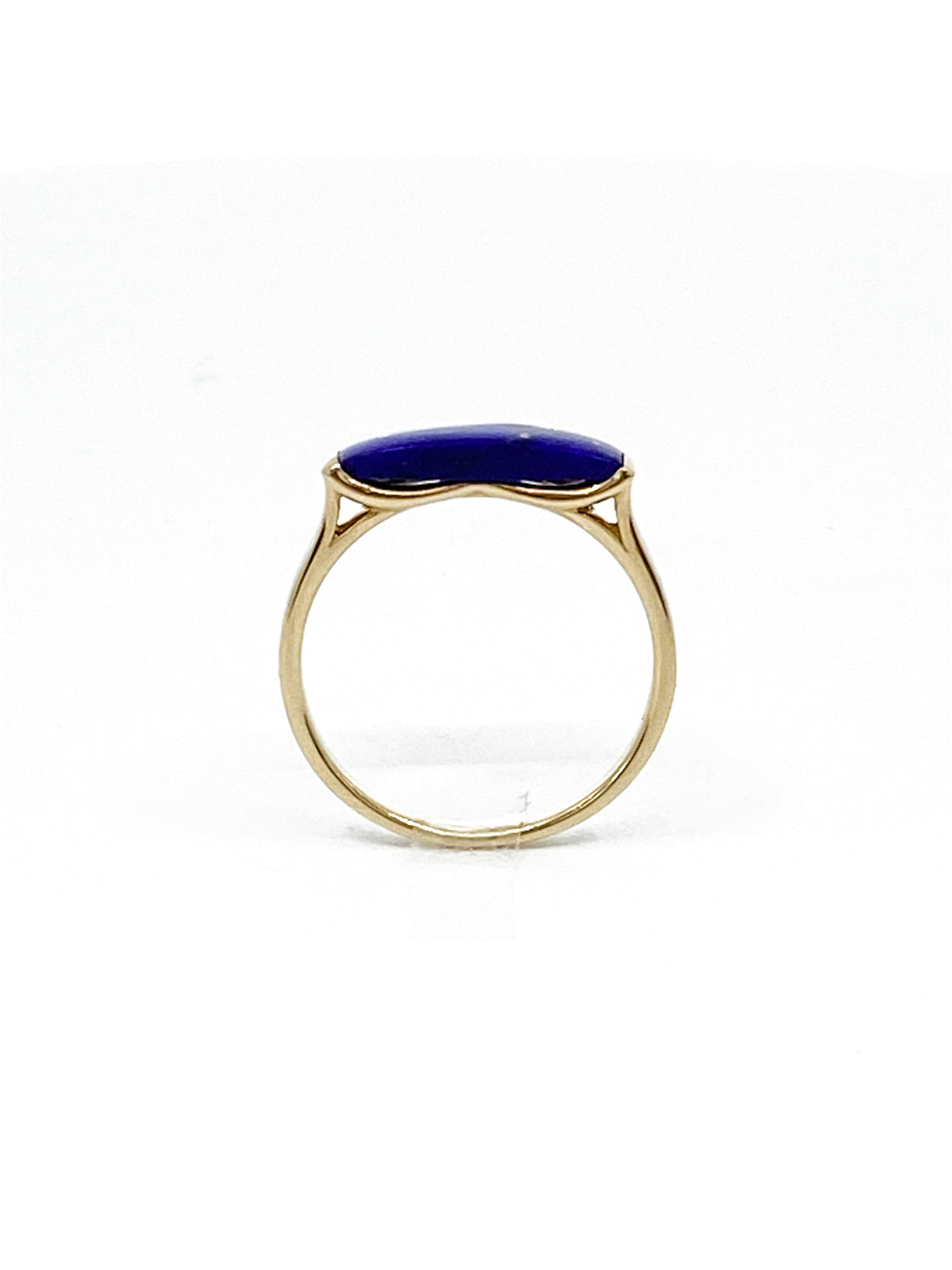 10K Yellow Gold 14mm Genuine Lapis Lazuli Ring, size 6.5