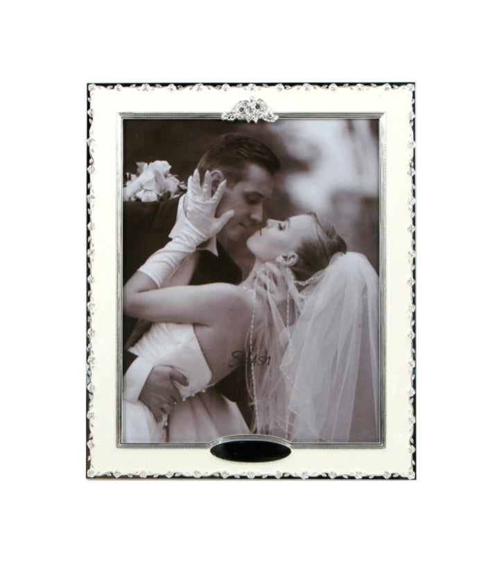 Pure White Epoxy Double 8X10&quot; Frame with Engravable Plate