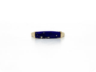 Anillo de lapislázuli genuino de oro amarillo de 10 quilates, 14 mm, tamaño 6,5