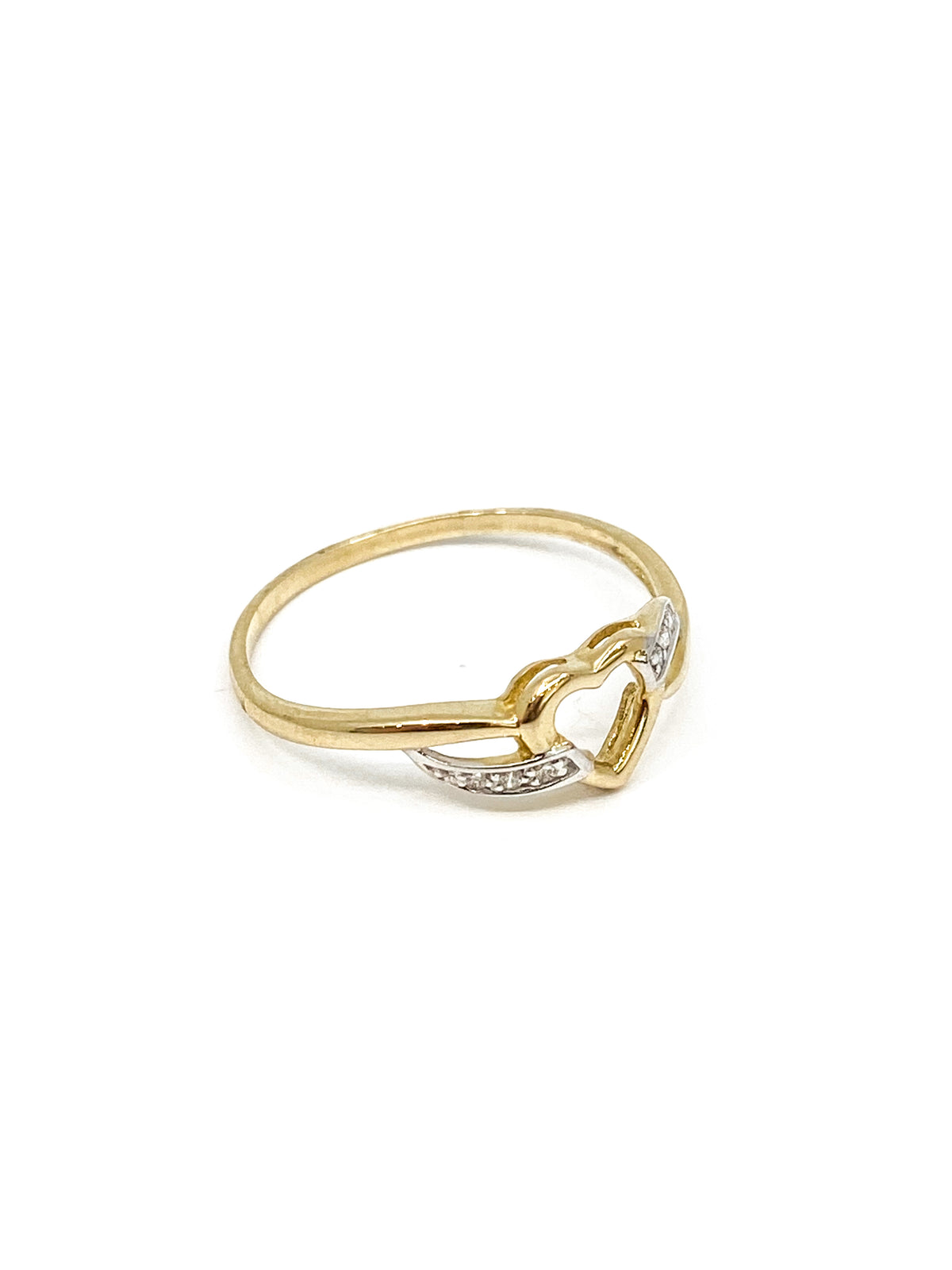 10K Yellow Gold 0.03cttw Diamond Heart Ring, size 6.5