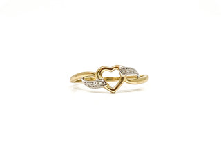 10K Yellow Gold 0.03cttw Diamond Heart Ring, size 6.5