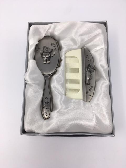 PEWTER COMB/BRUSH SET TWINKLE BEAR