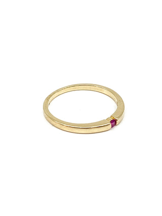 Anillo de oro amarillo de 10 quilates con rubí auténtico de 0,07 quilates, talla 6