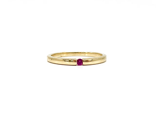 Anillo de oro amarillo de 10 quilates con rubí auténtico de 0,07 quilates, talla 6