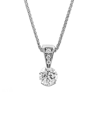 Colgante solitario de diamantes de 0,49 quilates en oro blanco de 14 quilates, 18"