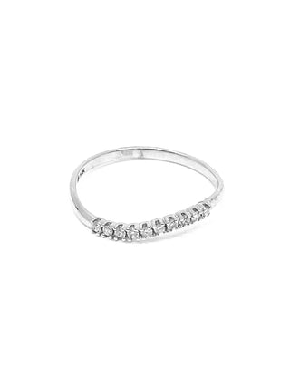 10K White Gold 0.10cttw Round Diamond Ring, 6.5