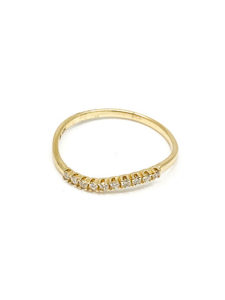 Anillo de oro amarillo de 10 quilates con diamantes de 0,10 quilates de talla redonda, 6,5