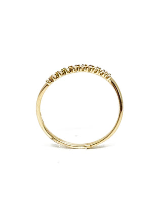 Anillo de oro amarillo de 10 quilates con diamantes de 0,10 quilates de talla redonda, 6,5