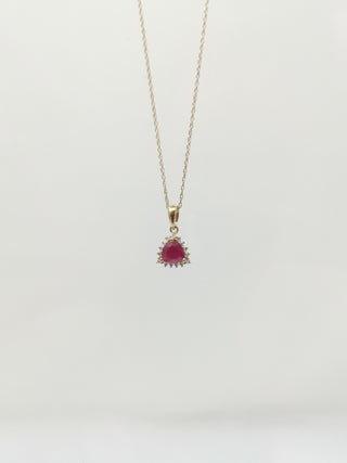 Collar de diamantes y rubíes de oro amarillo de 10 quilates, 18 "