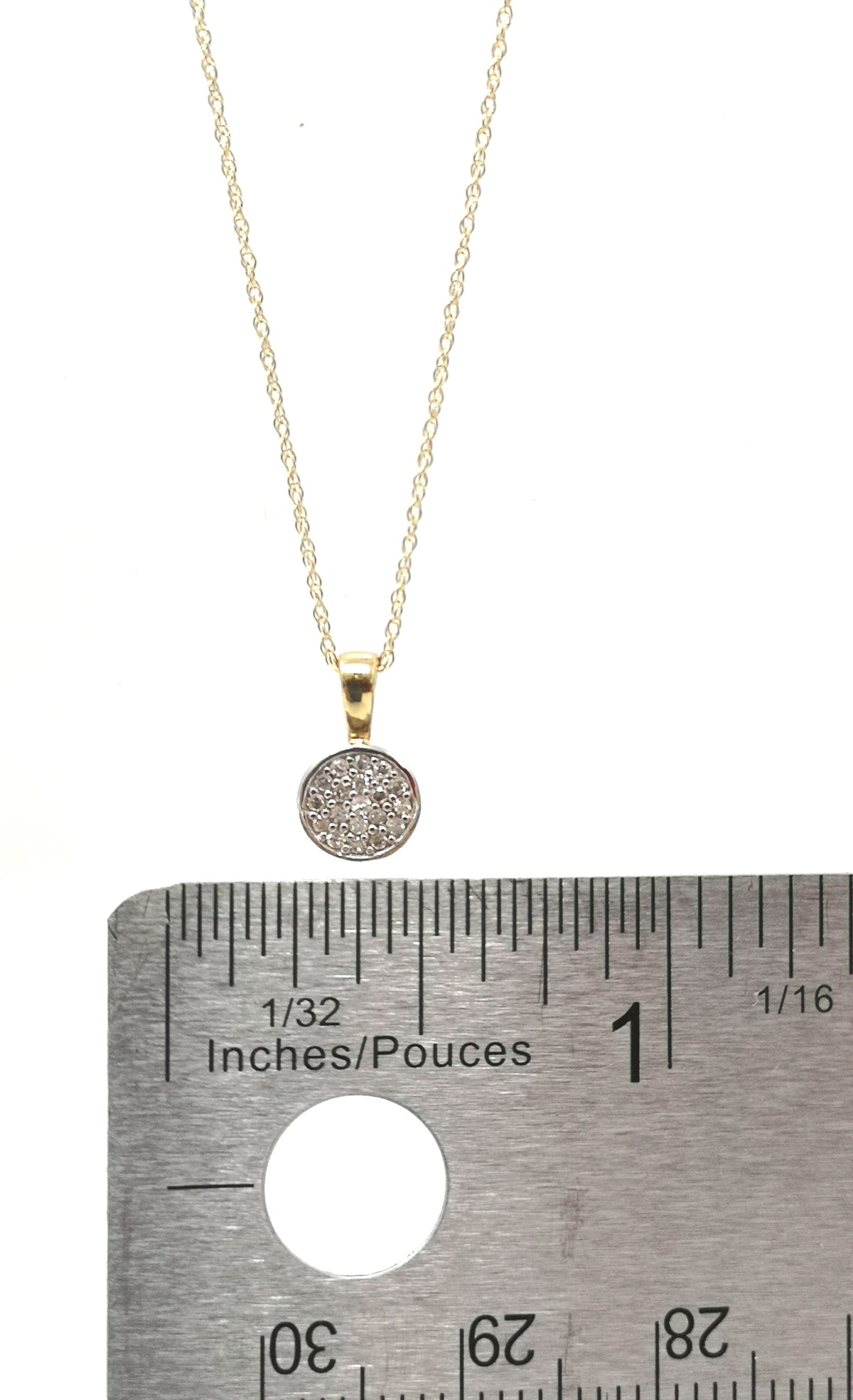 10K White &amp; Yellow Gold 0.10cttw Diamond Pendant, 18&quot;