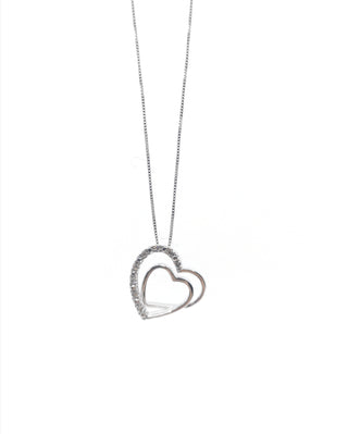 Colgante en forma de corazón con diamantes de 0,05 quilates en oro blanco de 10 quilates, 18"