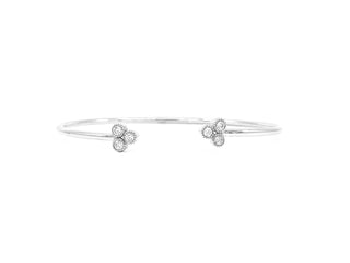 Brazalete de oro blanco de 14 quilates con diamantes de 0,24 quilates, 6,5"