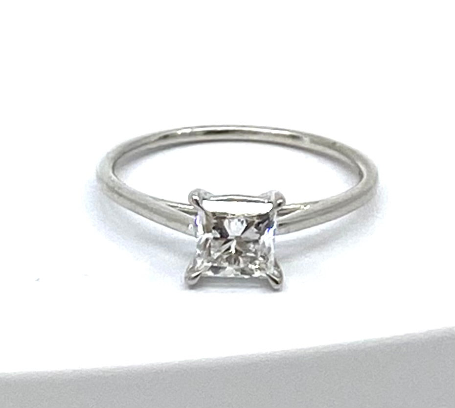 14K White Gold 1.01Cttw Lab Grown Princess Cut Diamond Engagement / Anniversary Ring  - Size 7