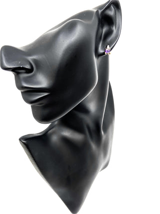 10K Yellow Gold 1.00cttw Genuine Amethyst & 0.025cttw Diamond Earrings- Discontinued