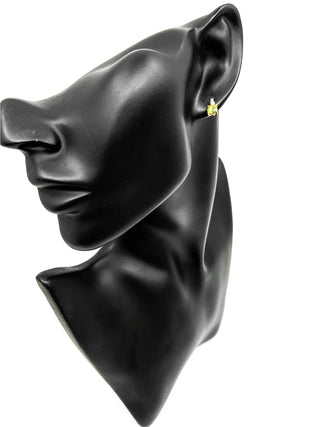 10K Yellow Gold 1.40cttw Genuine Peridot and 0.025cttw Diamond Earrings