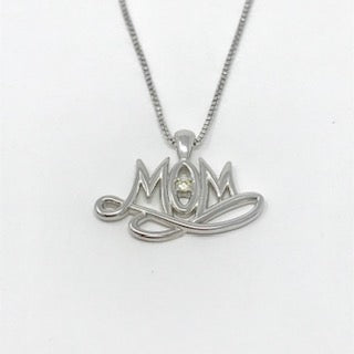 Colgante "Mamá" de diamante canadiense de plata de ley de 0,024 quilates, 18"