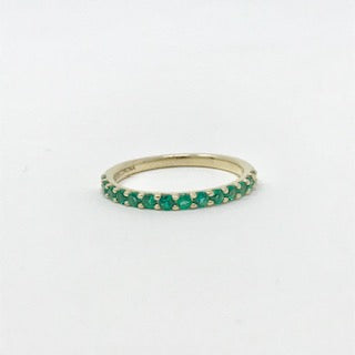 10K Yellow Gold Created Emerald Ring