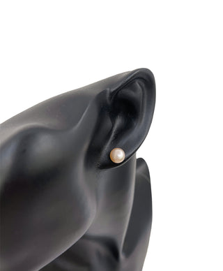 Pendientes de perlas blancas de agua dulce de 6-7 mm de plata de ley 925 con cierre de mariposa