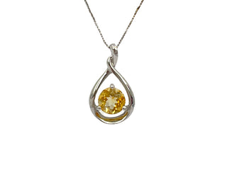 10K and 14K White Gold Citrine Pendant, 18"