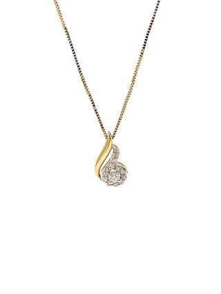 Collar con halo de diamantes canadienses de 0,17 quilates en oro amarillo de 10 quilates, 18"