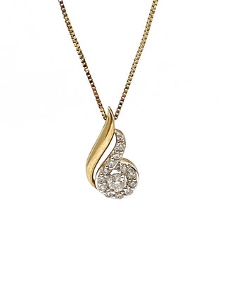 Collar con halo de diamantes canadienses de 0,17 quilates en oro amarillo de 10 quilates, 18"