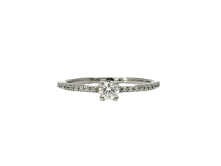 Anillo de compromiso de diamantes canadienses de 0,30 quilates en oro blanco de 10 quilates, talla 6,5