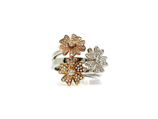 14K Tri Tone Gold 0.30cttw Diamond Ring, size 5.5